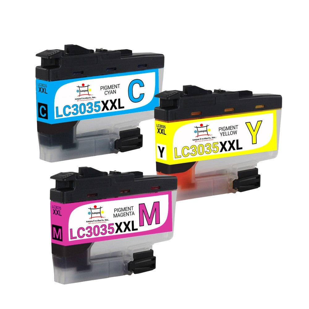 Compatible Ink Cartridge Replacement For BROTHER LC3035C, LC3035M, LC3035Y (LC-3035C, LC-3035M, LC-3035Y XXL) Cyan, Magenta, Yellow (6K YLD- Black; 5K YLD-Color) 3-Pack