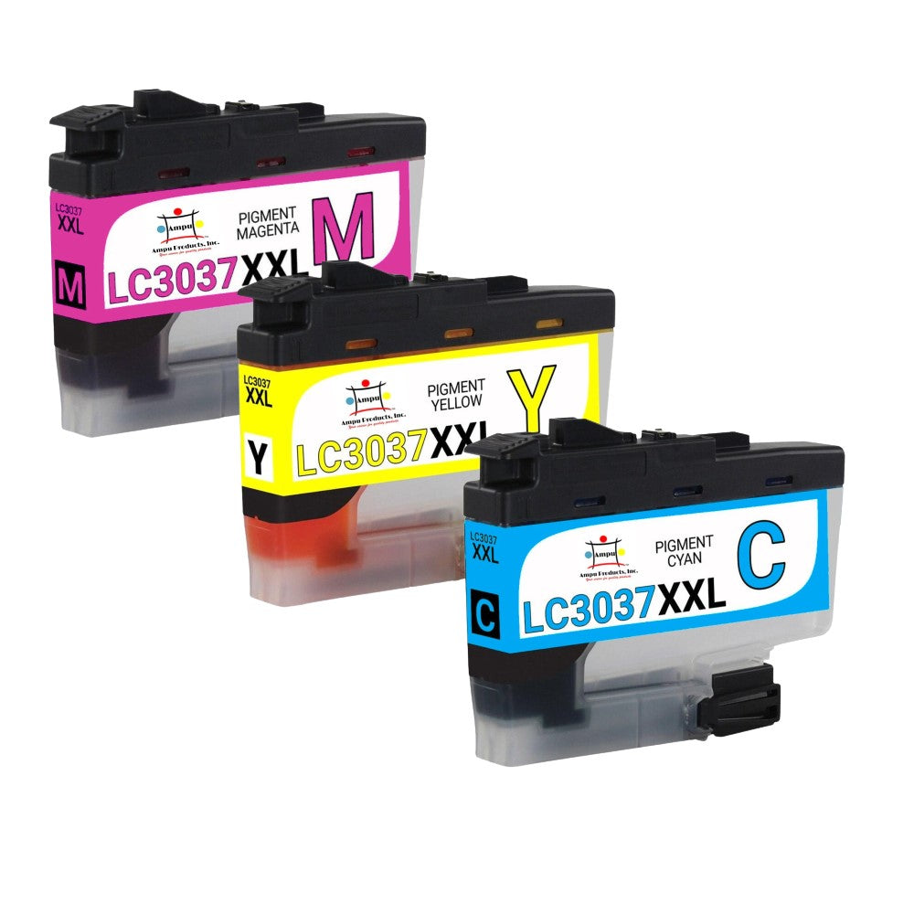Compatible Ink Cartridge Replacement For BROTHER LC3037C, LC3037M, LC3037Y (LC-3037C, LC-3037M, LC-3037Y XXL) Cyan, Magenta, Yellow (1.5K YLD) 3-Pack
