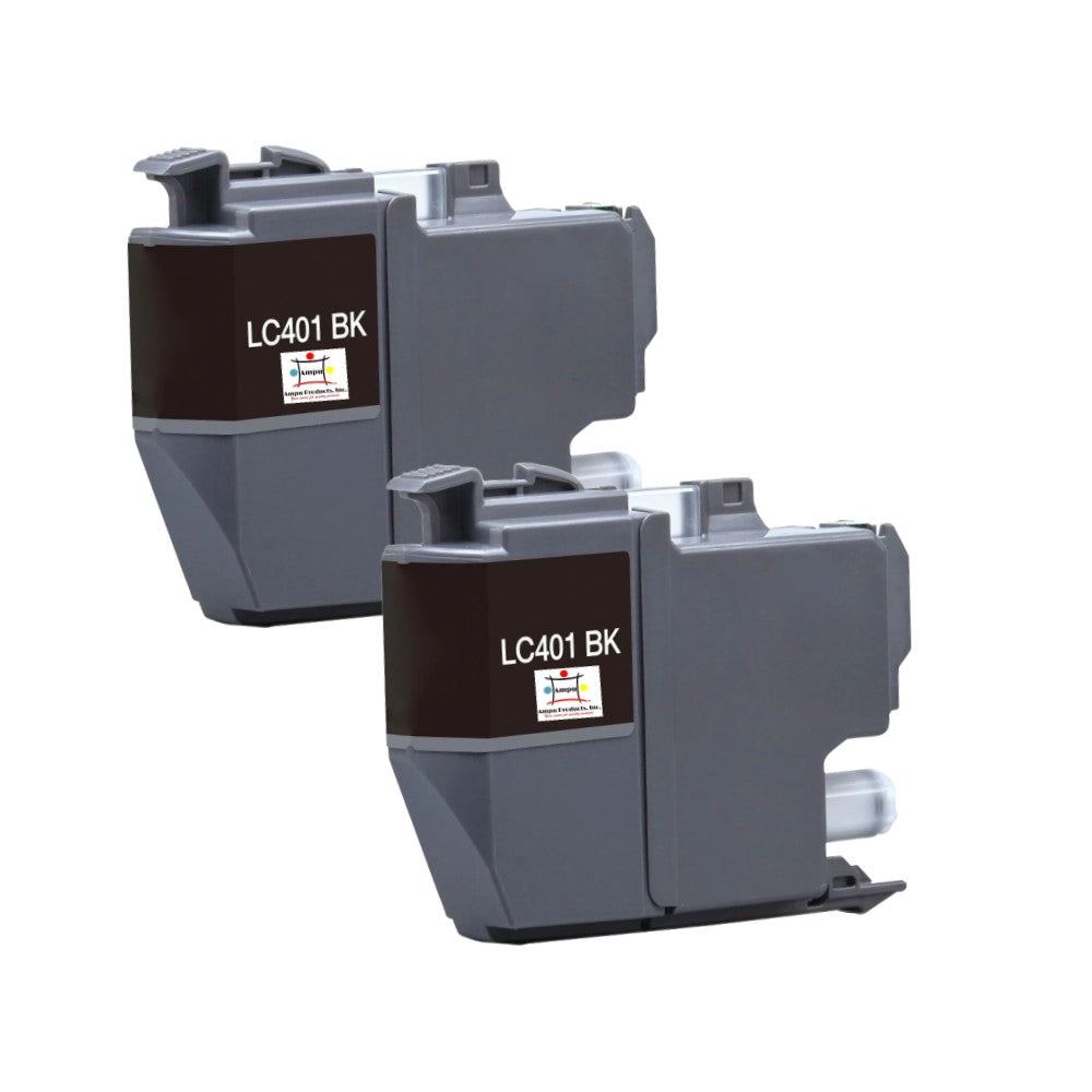 Compatible Ink Cartridge Replacement For BROTHER LC401BK (LC-401BK) Black (200 YLD) 2-Pack
