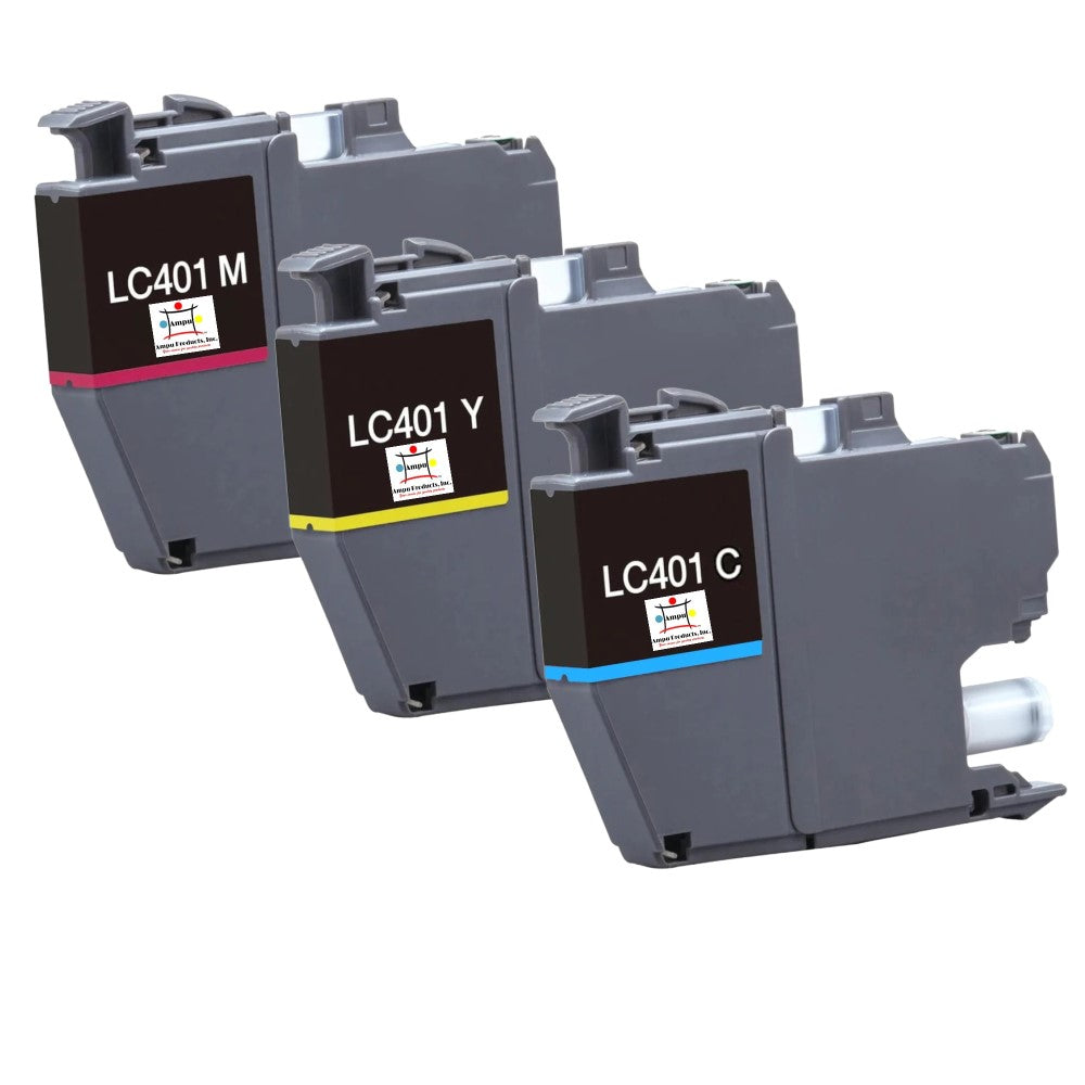 Compatible Ink Cartridge Replacement For BROTHER LC401C, LC401M, LC401Y (LC-401C, LC-401M, LC-401Y) Cyan, Magenta, Yellow (200 YLD) 3-Pack