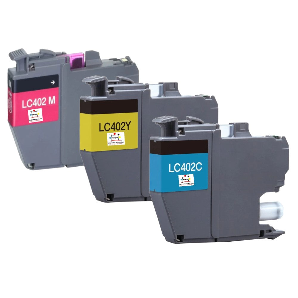 Compatible Ink Cartridge Replacement For BROTHER LC402C, LC402M, LC402Y (LC-402C, LC-402M, LC402Y) Cyan, Yellow, Magenta (550 YLD) 3-Pack