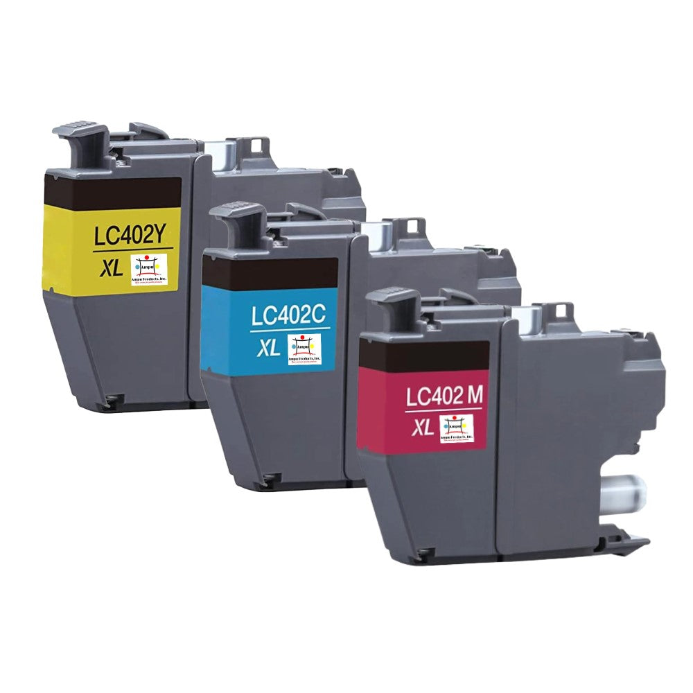 Compatible Ink Cartridge Replacement For BROTHER LC402XLC, LC402XLY, LC402XLM (LC-402C, LC-402Y, LC-402M XL) Cyan, Yellow, Magenta (1.5K YLD) 3-Pack