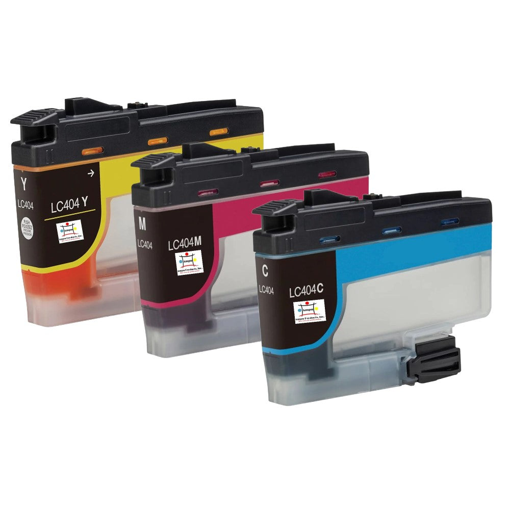 Compatible Ink Cartridge Replacement For BROTHER LC404M, LC404Y, LC404C (LC-404M, LC-404C, LC-404Y) Cyan, Yellow, Magenta (750 YLD) 3-Pack