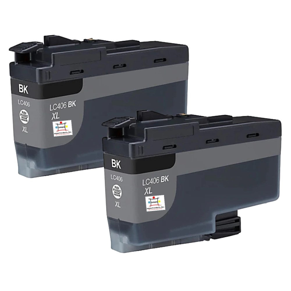 Compatible Ink Cartridge Replacement For BROTHER LC406XLBK (LC-406BK XL) Black (6K YLD) 2-Pack