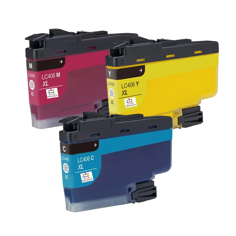 Compatible Ink Cartridge Replacement For BROTHER LC406XLM, LC406XLY, LC406XLC (LC-406M, LC-406C, LC-406Y XL) Cyan, Magenta, Yellow (5K YLD) 3-Pack