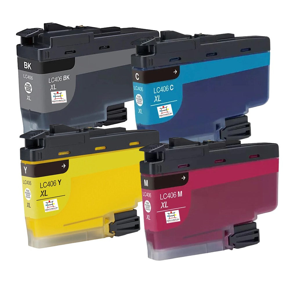 Compatible Ink Cartridge Replacement For BROTHER LC406XLM, LC406XLY, LC406XLC, LC406XLBK (LC-406M, LC-406C, LC-406Y, LC-406BK XL) Cyan, Magenta, Yellow, Black (5K YLD-Color, 6K YLD- Black) 4-Pack