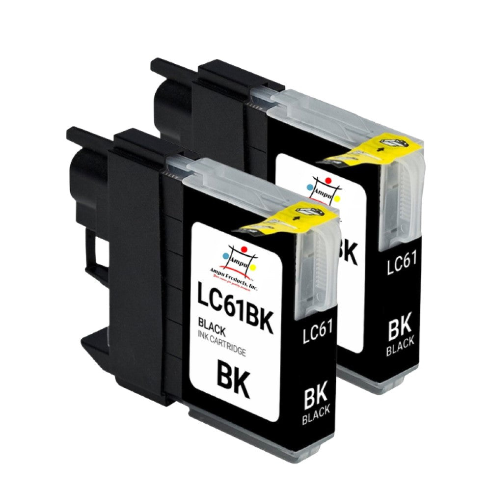 Compatible Ink Cartridge Replacement For BROTHER LC61BK (LC-61BK) Black (450 YLD) 2-Pack