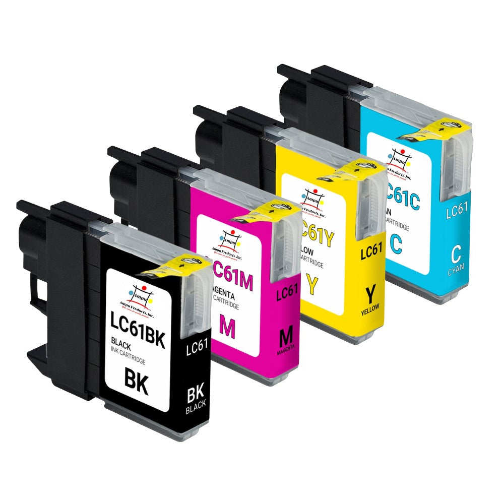 Compatible Ink Cartridge Replacement For BROTHER LC61BK, LC61Y, LC61M. LC61C (LC-61BK, LC-61Y, LC-61C, LC-61M) Black, Yellow, Cyan, Magenta (400 YLD- Black, 325 YLD-Color) 4-Pack