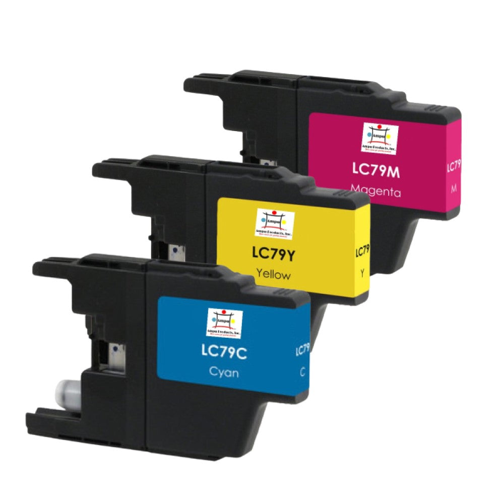 Compatible Ink Cartridge Replacement For BROTHER LC79Y, LC79M, LC79C (LC-79C, LC79Y, LC79M) Cyan, Yellow, Magenta (19ML) 3-Pack