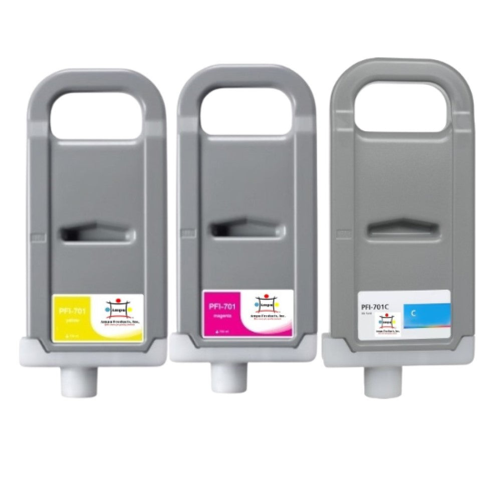 Compatible Ink Cartridge Replacement For CANON 0903B001AA, 0901B001AA, 0902B001AA (PFI-701C,M,Y) Cyan, Yellow, Magenta (700ML) 3-Pack