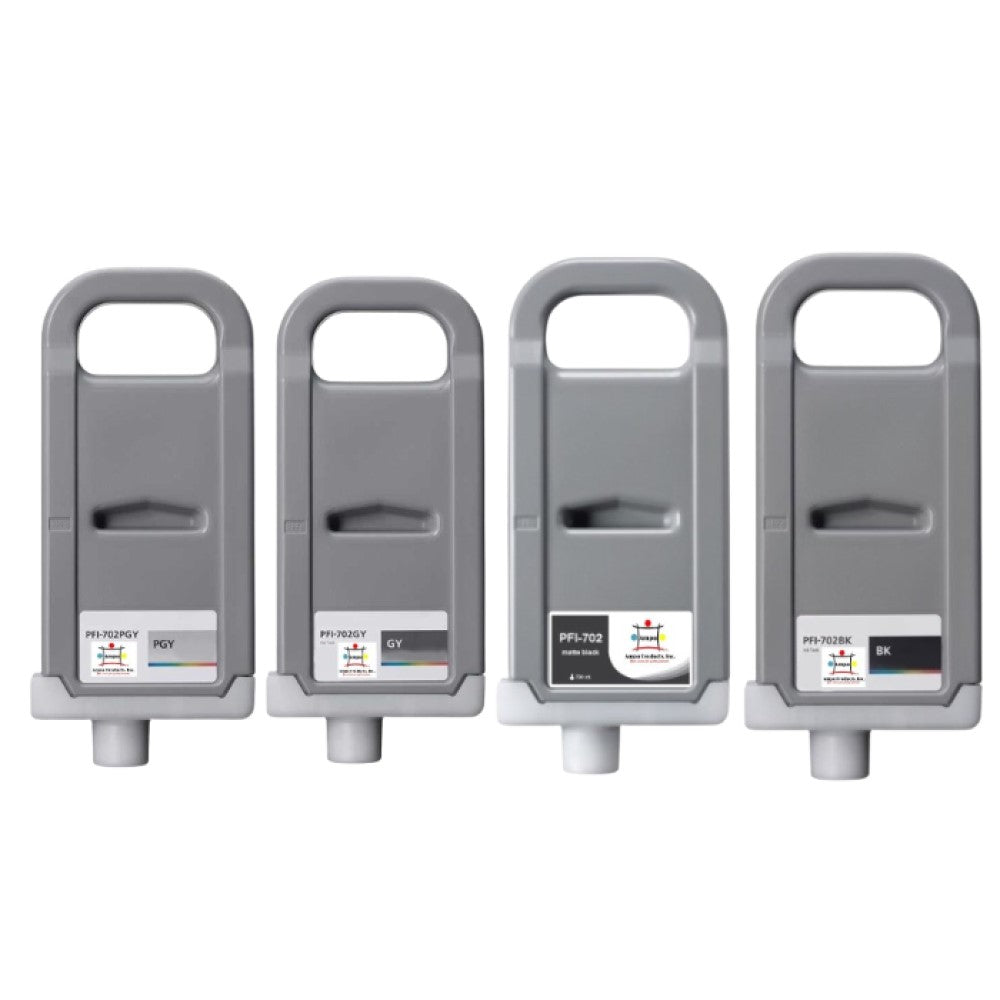 Compatible Ink Cartridge Replacement For CANON 2222B001, 2219B001, 2221B001, 2220B001 (PFI-702PGY, PFI-702MBK, PFI-702GY, PFI-702BK) Photo Gray, Matte Black, Gray, Black (700ML) 4-Pack