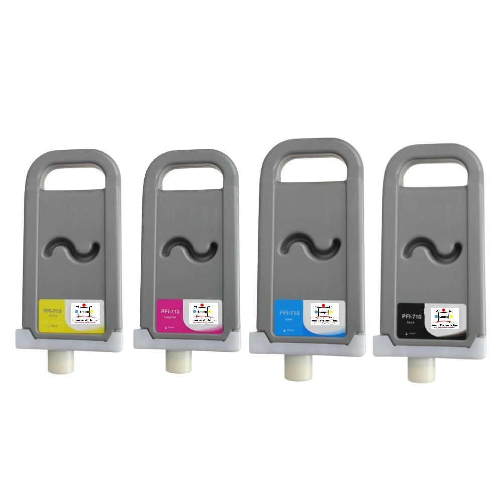 Compatible Ink Cartridge Replacement For CANON 2356C001, 2355C001, 2357C001, 2354C001 (PFI-710M, PFI-710C, PFI-710Y, PFI-710BK) Cyan, Yellow, Magenta, Black (700ML) 4-Pack