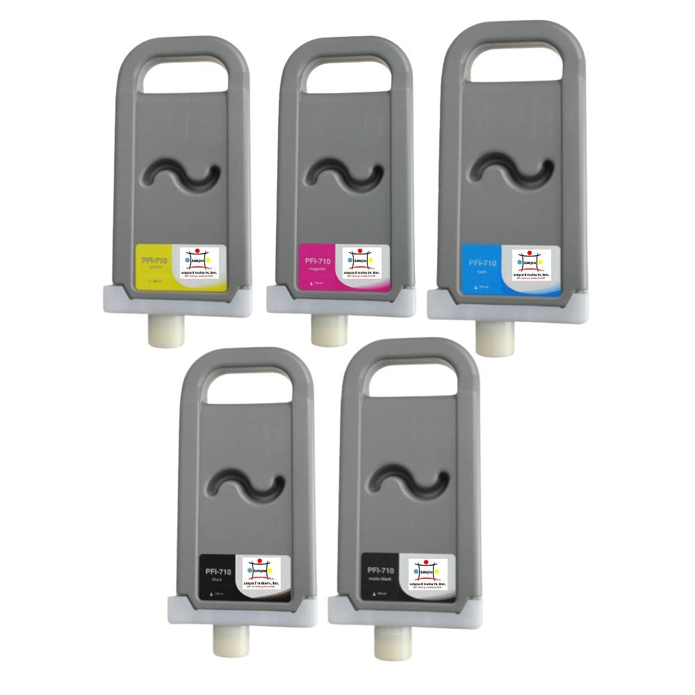 Compatible Ink Cartridge Replacement For CANON 2356C001, 2355C001, 2357C001, 2354C001, 2353C001 (PFI-710M, PFI-710C, PFI-710Y, PFI-710BK, PFI-710MBK) Cyan, Yellow, Magenta, Black, Matte Black (700ML) 5-Pack
