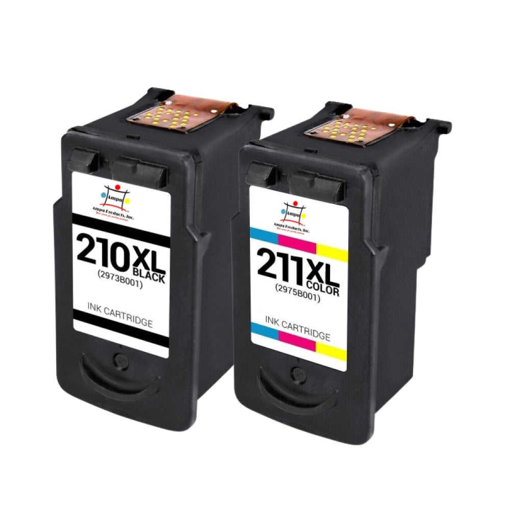 Compatible Ink Cartridge Replacement For CANON 2973B001, 2975B001 (PG-210XL & CL-211XL) Black (400 YLD) , Tri-Color (350 YLD) 2-Pack