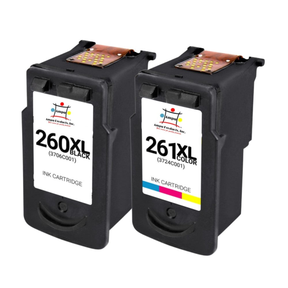 Compatible Ink Cartridge Replacement For CANON 3724C001 & 3706C001 (CL-261XL & PG-260XL) Tri-Color (300 YLD) & Black (400 YLD) 2-Pack