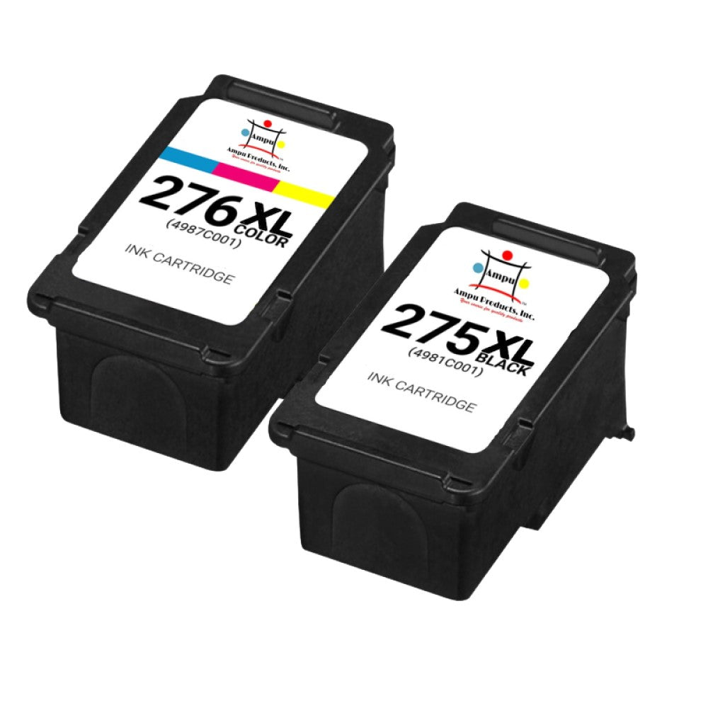 Compatible Ink Cartridge Replacement For CANON 4987C001, 4981C001 (CL-276XL & PGI-275XL) Tri-Color (300 YLD) And Black (400 YLD) 2-Pack