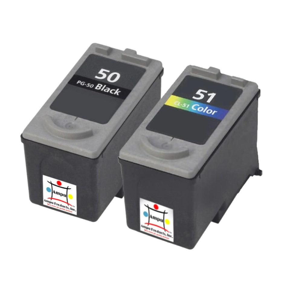 Compatible Ink Cartridge Replacement For CANON 0618B002, 0616B002 (CL-51 & PG-50) Black & Tri-Color (330 YLD) 2-Pack