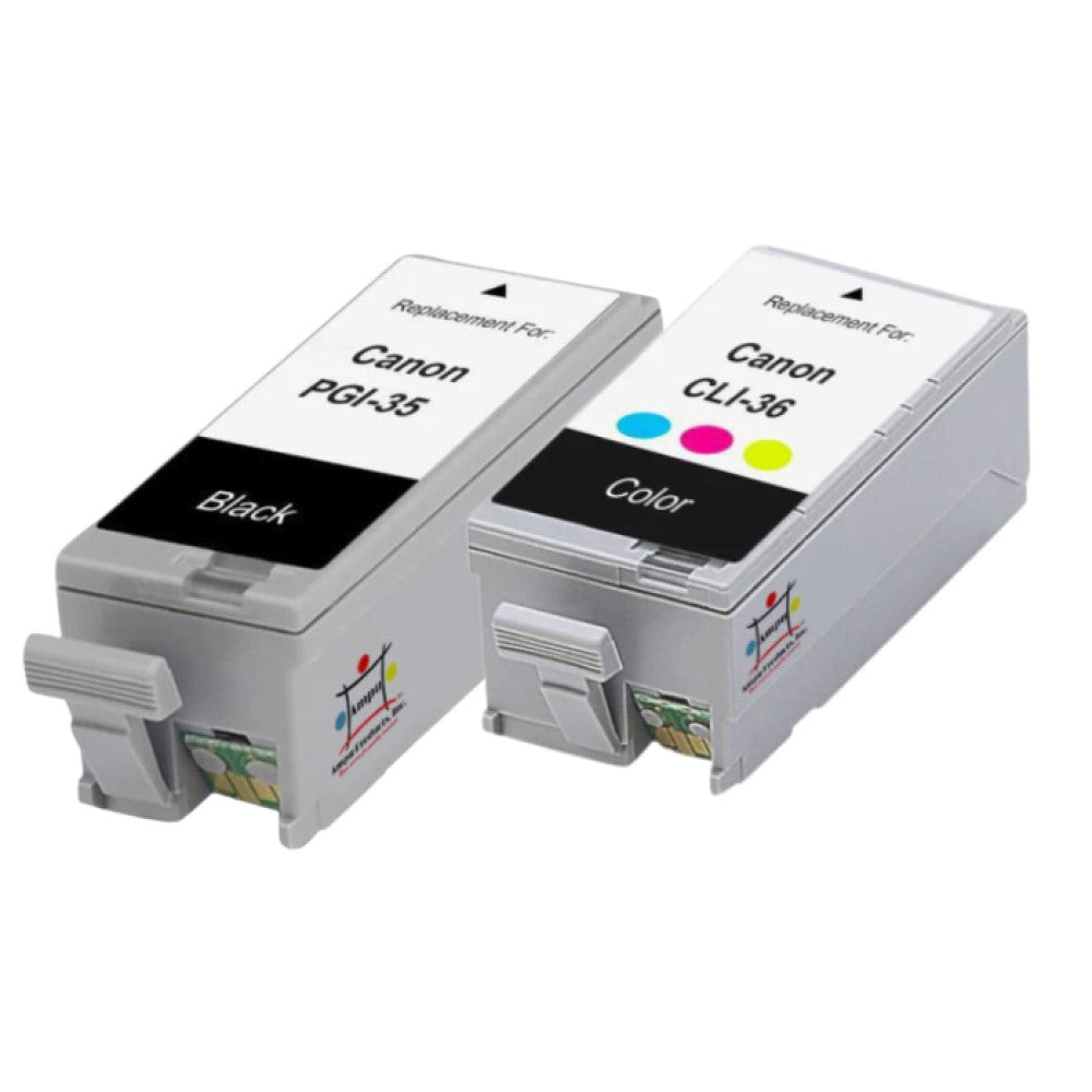 Compatible Ink Cartridge Replacement For CANON 1509B002, 1511B002AA (PGI-35 & CLI-36) Black And Tri-Color (200YLD-Black, 250 YLD-Color) 2-Pack