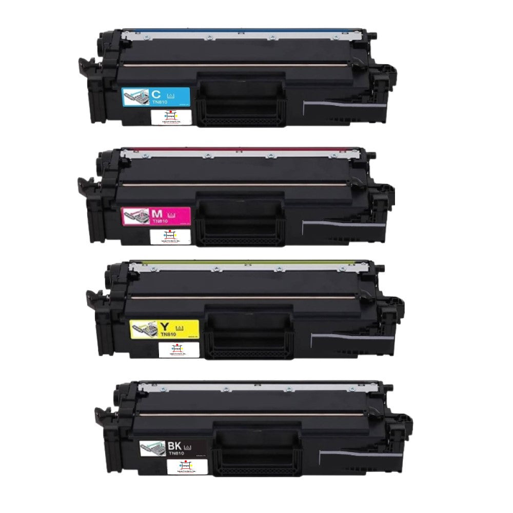Compatible Toner Cartridge Replacement For BROTHER TN810BK, TN810M, TN810C, TN810Y (TN-810BK, TN-810M, TN-810C, TN-810Y) Black, Magenta, Cyan, Yellow (9K YLD- Black, 6.5K YLD-Colors) 4-Pack