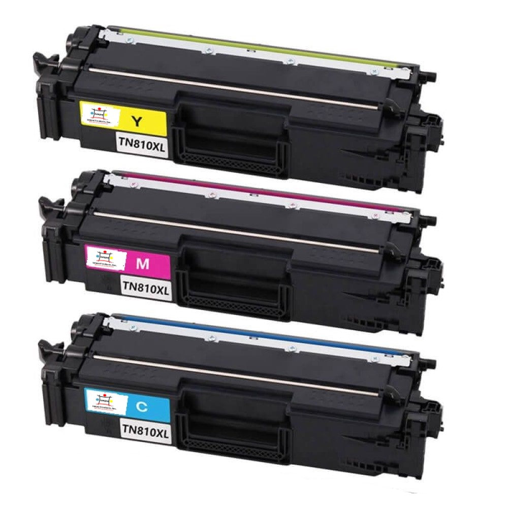 Compatible Toner Cartridge Replacement For BROTHER TN810XLYMC (TN-810XL Y, M, C) High Yield Yellow, Magenta, Cyan (9K YLD) 3-Pack