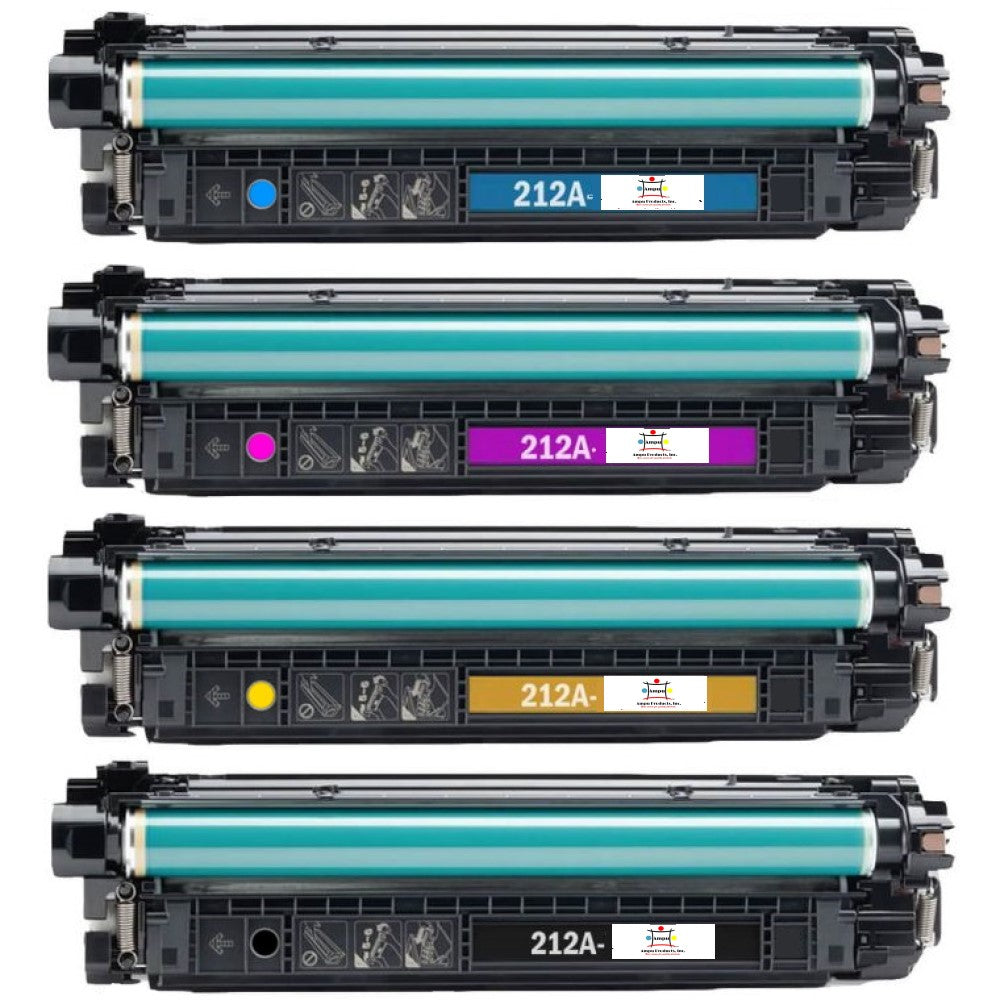 Compatible Toner Cartridge Replacement For HP W2120A, W2121A, W2122A, W2123A (212A) Black, Cyan, Yellow, Magenta (5.5K YLD-Black, 4.5K-Color) 4-Pack