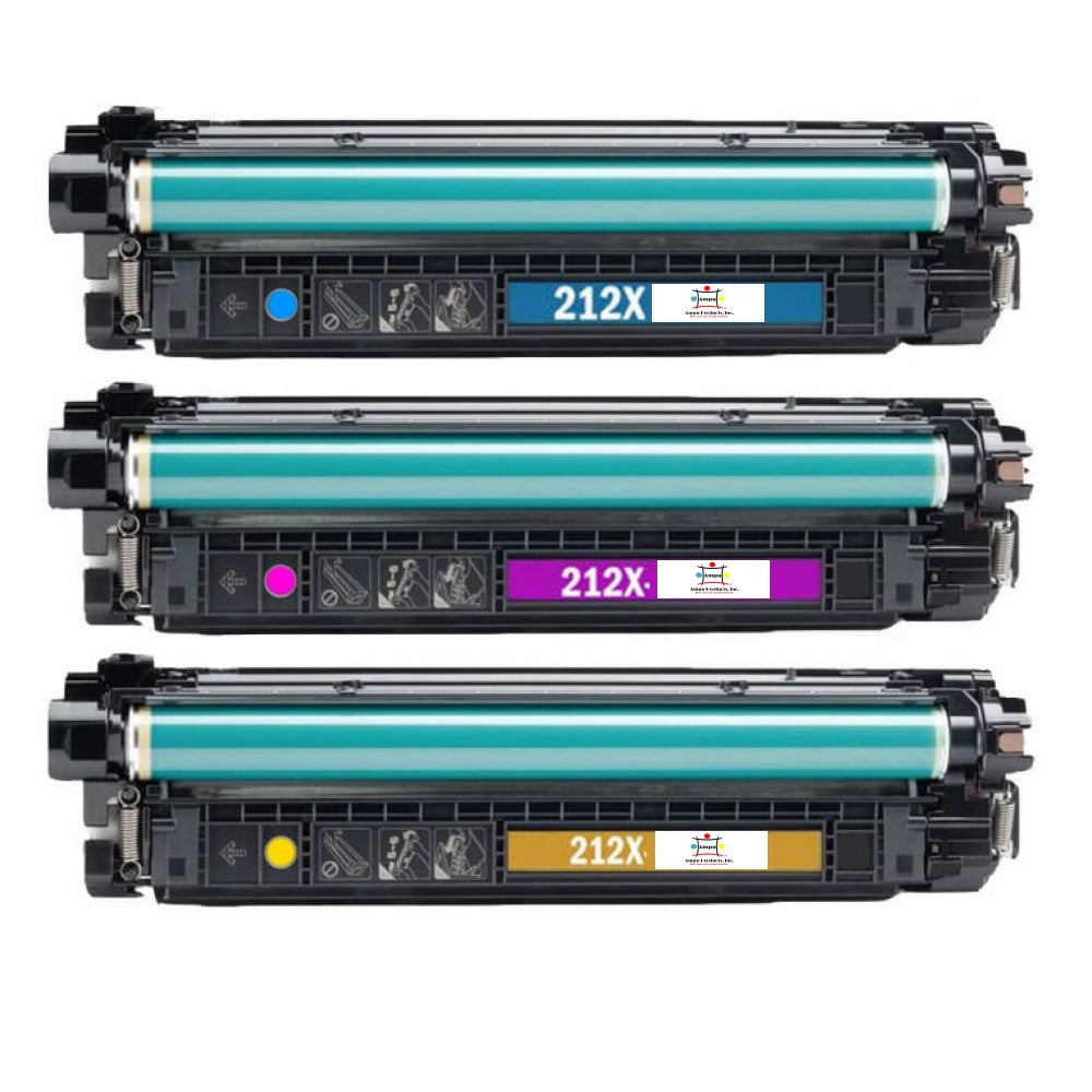 Compatible Toner Cartridge Replacement For HP W2121X, W2122X, W2123X (212X) High Yield Cyan, Yellow, Magenta (10K YLD) 3-Pack