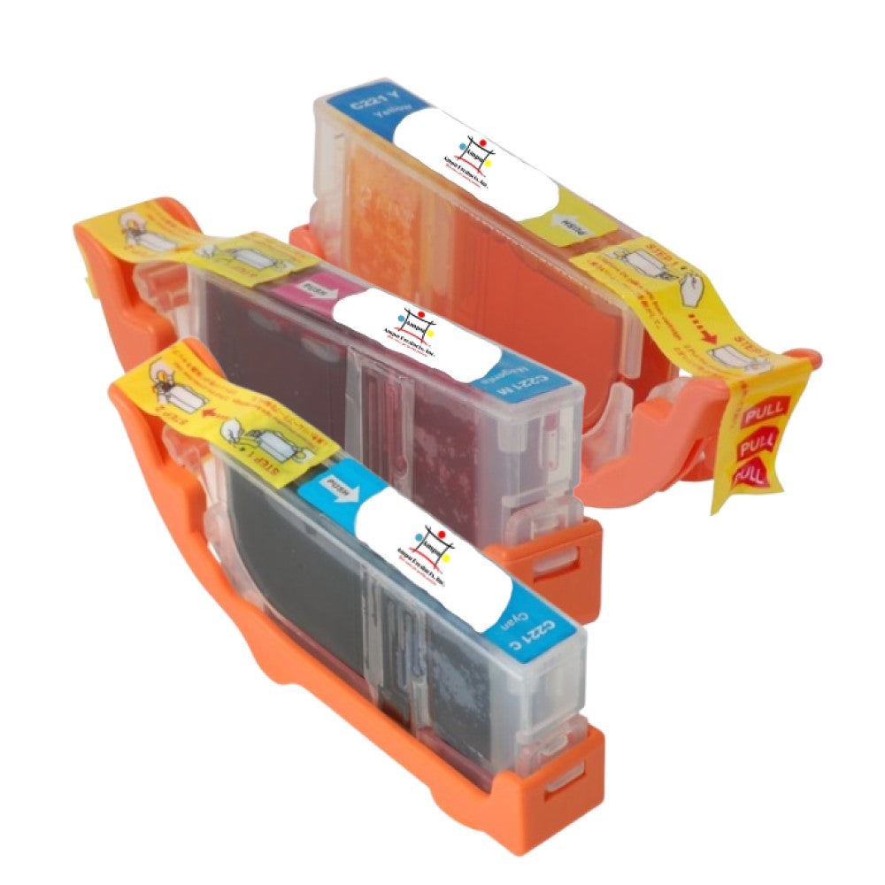 Compatible Ink Cartridge Replacement For CANON 2949B001AA, 2948B001AA, 2947B001AA (CLI-221Y, C, M) Yellow, Cyan, Magenta (420 YLD) 3-Pack
