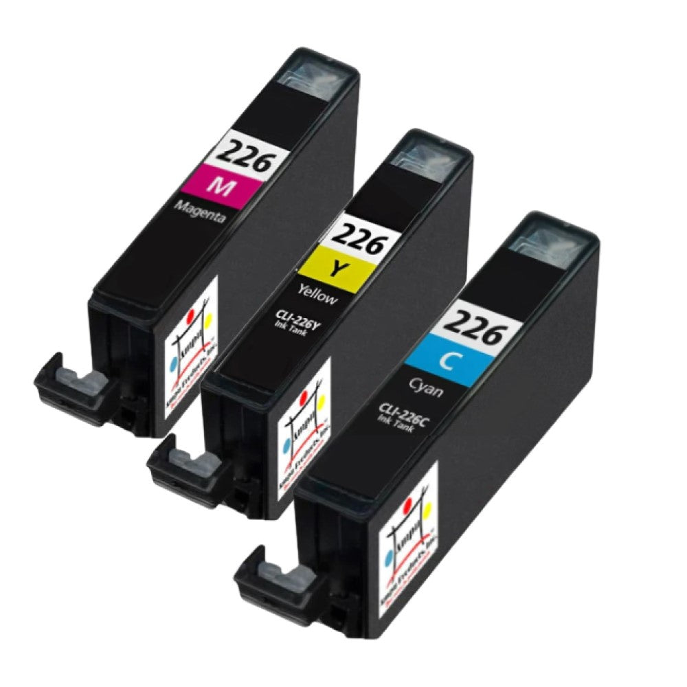 Compatible Ink Cartridge Replacement For CANON 4547B001, 4548B001, 4549B001 (CLI-226C, Y, M) Cyan, Yellow, Magenta (510 YLD) 3-Pack
