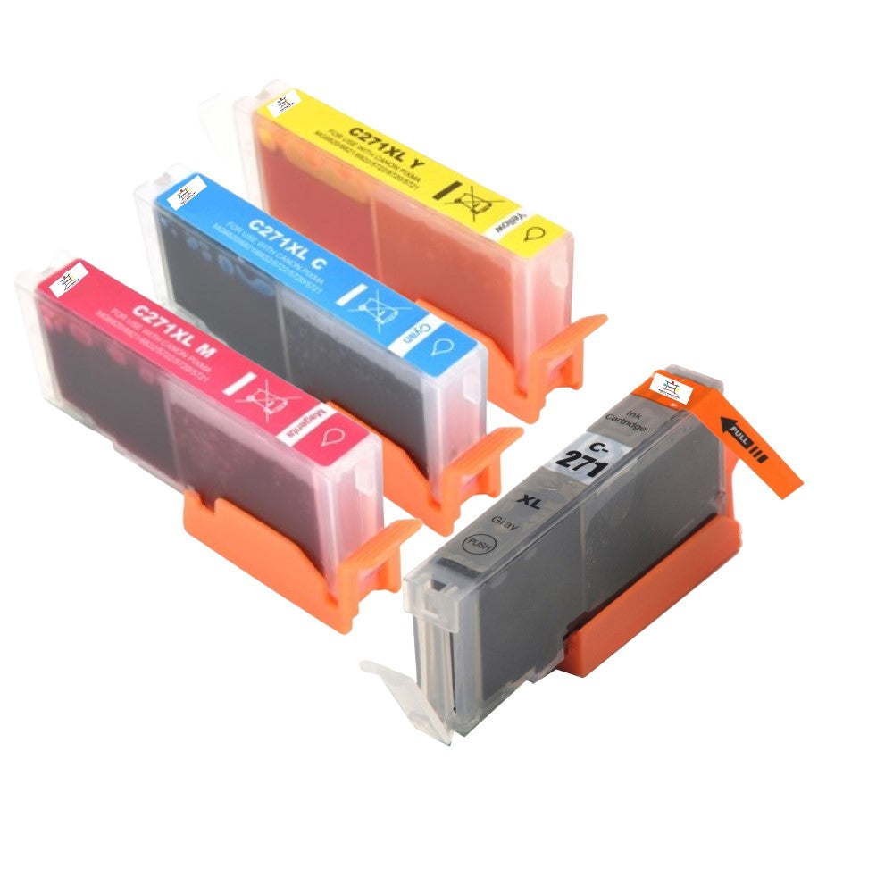 Compatible Ink Cartridge Replacement For CANON 0337C001, 0338C001, 0339C001, 0340C001 (CLI-271XLC,Y, M, GY) Cyan, Yellow, Magenta, Gray (300 YLD) 4-Pack