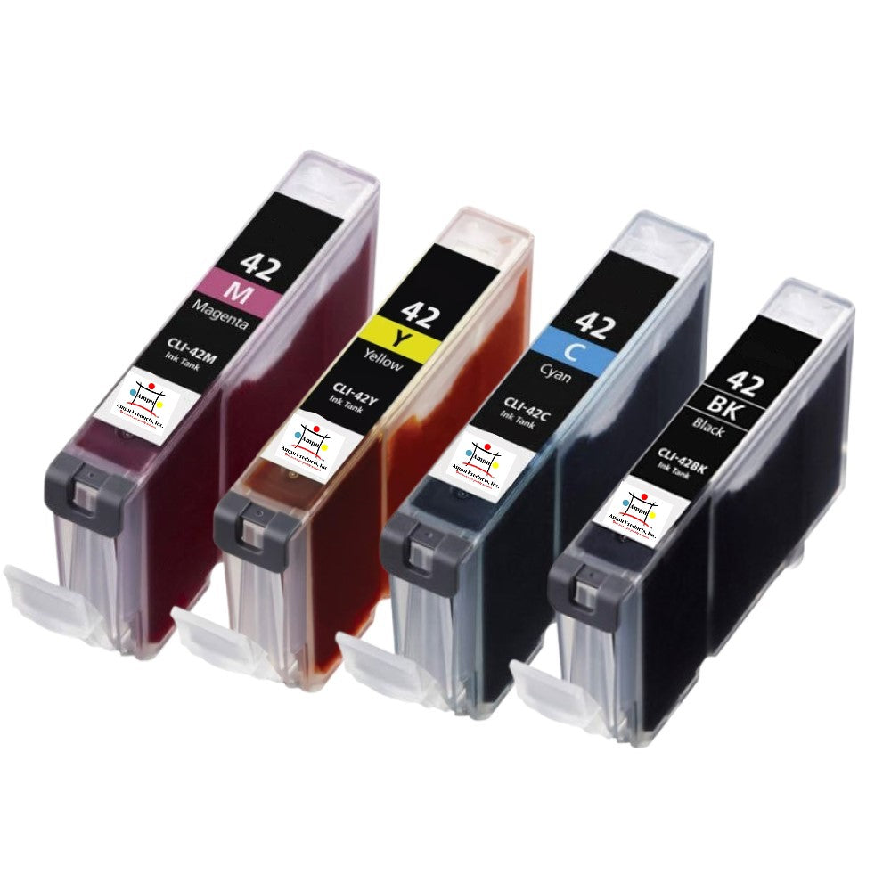Compatible Ink Cartridge Replacement For CANON 6384B002, 6386B002, 6388B002, 6387B002, (CLI-42M, CLI42M, CLI-42C, CLI-42Y, CLI42Y, CLI42C, CL-42BK, CL42BK) Magenta, Cyan, Yellow, Black (600 YLD) 4-Pack