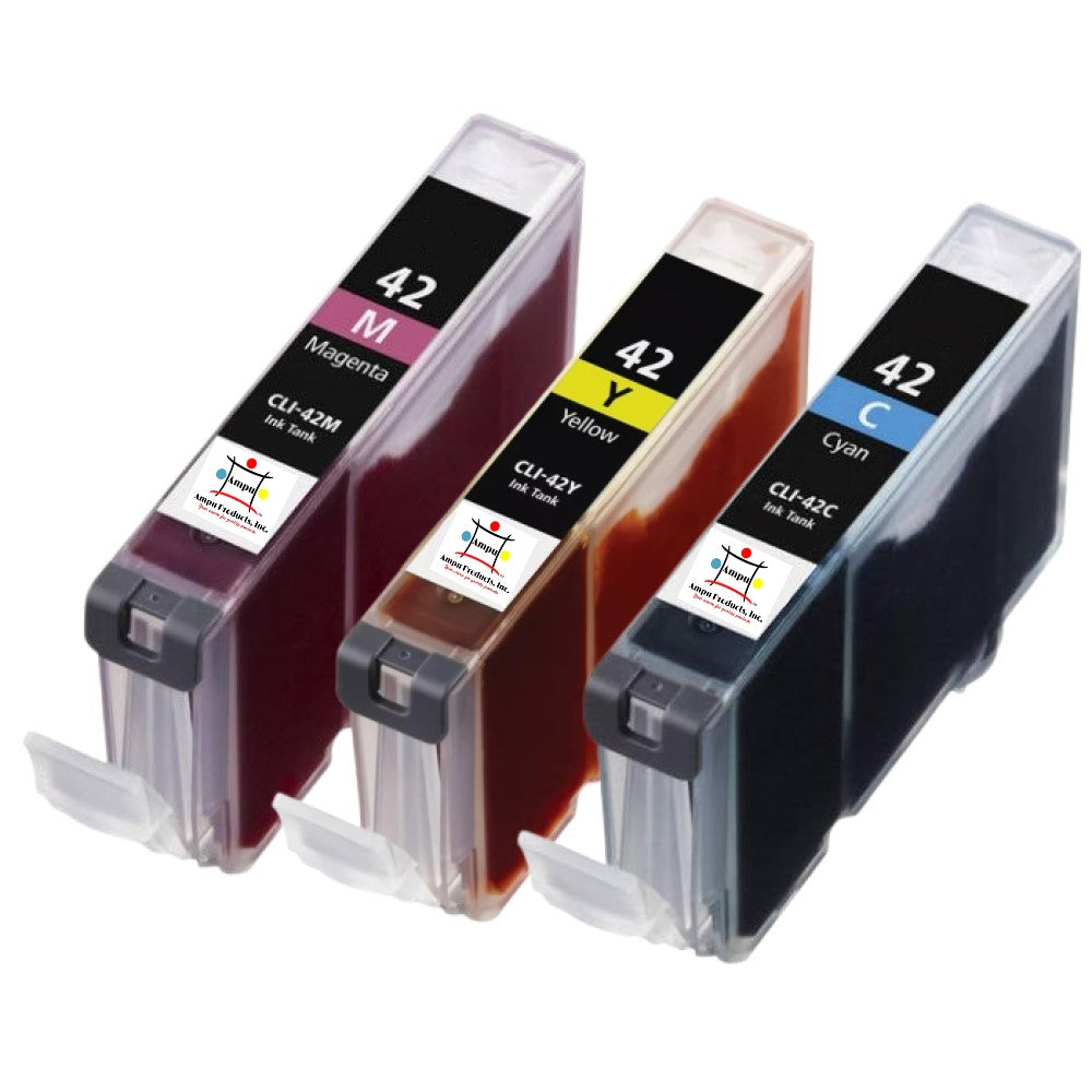 Compatible Ink Cartridge Replacement For CANON 6386B002, 6388B002, 6387B002 (CLI-42M, CLI42M, CLI-42C, CLI-42Y, CLI42Y, CLI42C) Magenta, Cyan, Yellow (600 YLD) 3-Pack