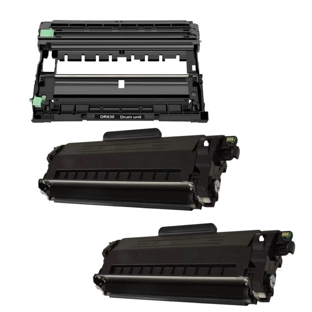 Compatible Toner Cartridge & Drum Unit Replacement for BROTHER TN830XL/DR830 Black (3 Pack) DCP-L2640DW, HL-L2400D