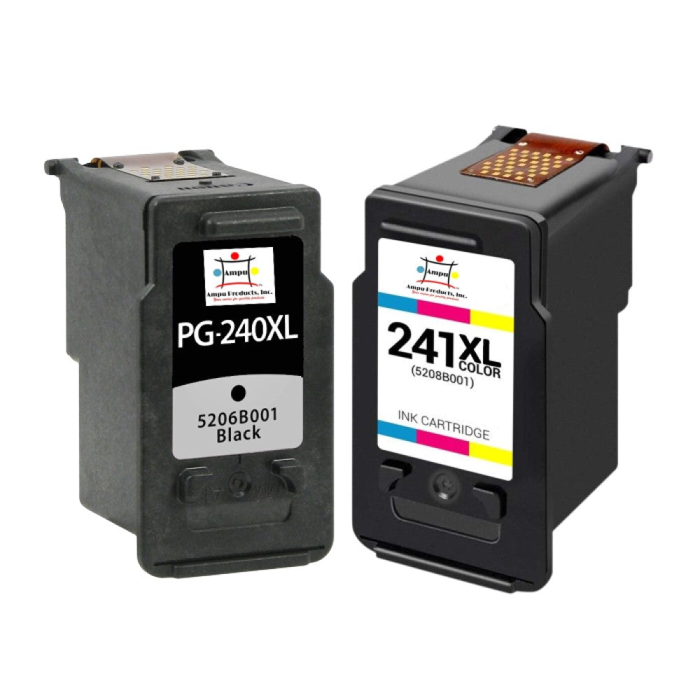 Compatible Ink Cartridge Replacement For CANON 5208B001, 5206B001 (CL-241XL & PG-240XL); Tri-Color (400YLD) Black (300 YLD) 2-Pack