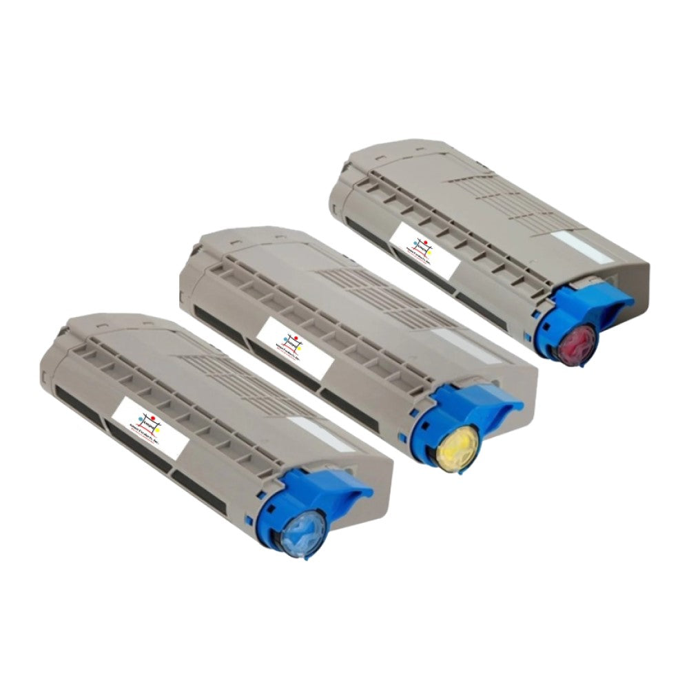 Compatible Toner Cartridge Replacement For TOSHIBA TFC34UC, TFC34UY, TFC34UM (T-FC34U-C, T-FC34U-Y, T-FC34U-M) Cyan, Yellow, Magenta (15K YLD) 3-Pack