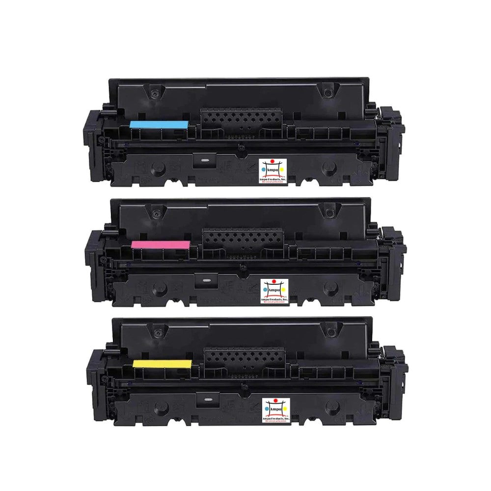 Ampuproducts Compatible High Yield Cyan, Yellow, Magenta Toner Cartridge Replacement For Canon 3019C001, 3018C001, 3017C001 (055H) 3-Pack (No Chip)