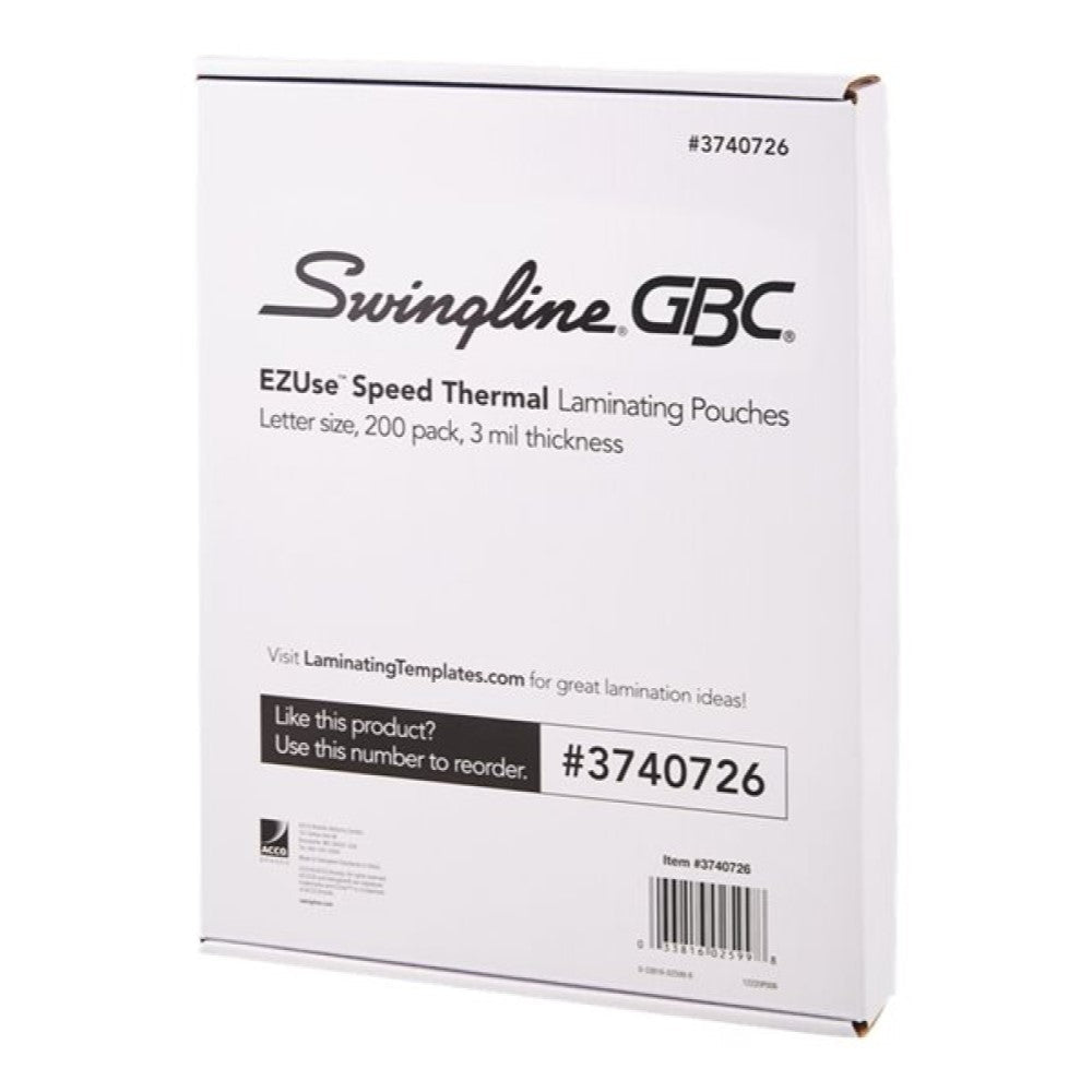 GBC3740726 GBC EZUse LAMINATE POUCH 200pk 3MIL LETTER SIZE SWI13740726