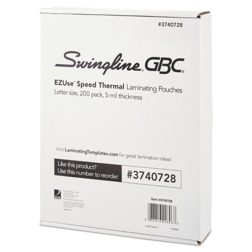 GBC3740728 GBC EZUse LAMINATE POUCH 200pk 5MIL LETTER SIZE SWI3740728