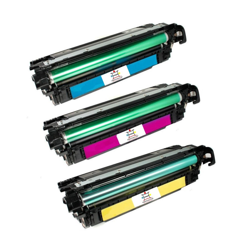 Ampuproducts Compatible Toner Cartridge Replacement For HP CE251A, CE252A, CE253A (504A) Cyan, Yellow, Magenta (7K Colors) 3-Pack