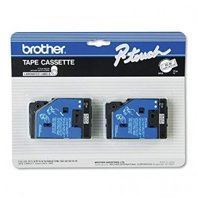 BRTTC10 Brother - Black, transparent - Roll (0.47 in x 50 ft) 1 roll(s) laminated tape - for P-Touch PT-10, PT-12, PT-12N, PT-15, PT-150, PT-170, PT-170K, PT-20, PT-25, PT-6, PT-8