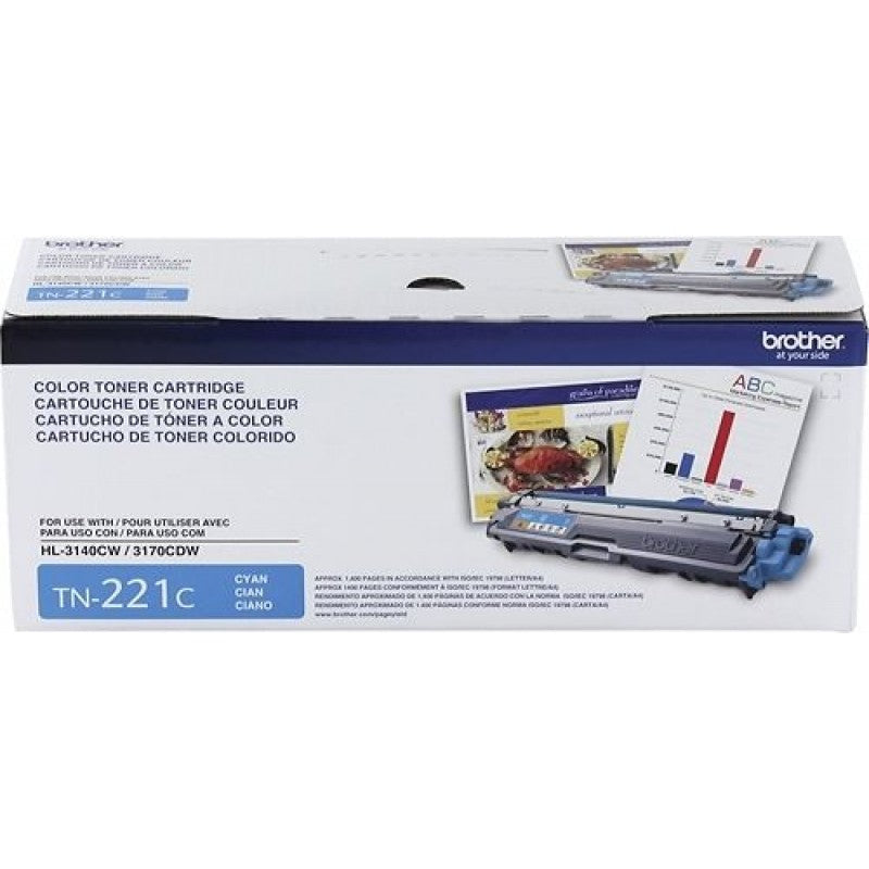 Brother TN221C Cyan Genuine TN-221C Toner Cartridge in Retail Packaging (1.4K YLD)