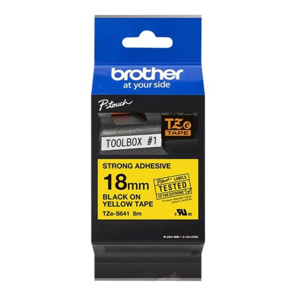 BRTTZES641 Brother TZe-S641 - Extra strength adhesive - black on yellow - Roll (0.7 in x 26.2 ft) 1 roll(s) laminated tape - for Brother PT-D600; P-Touch PT-1880, D450, D800, E550, E800, P900, P950; P-Touch EDGE PT-P750