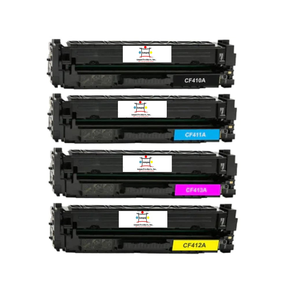 Ampuproducts Compatible Toner Cartridge Replacement For HP CF410A, CF411A, CF412A, CF413A (410A) Black , Cyan, Magenta, Yellow (2.3K YLD) 4-Pack