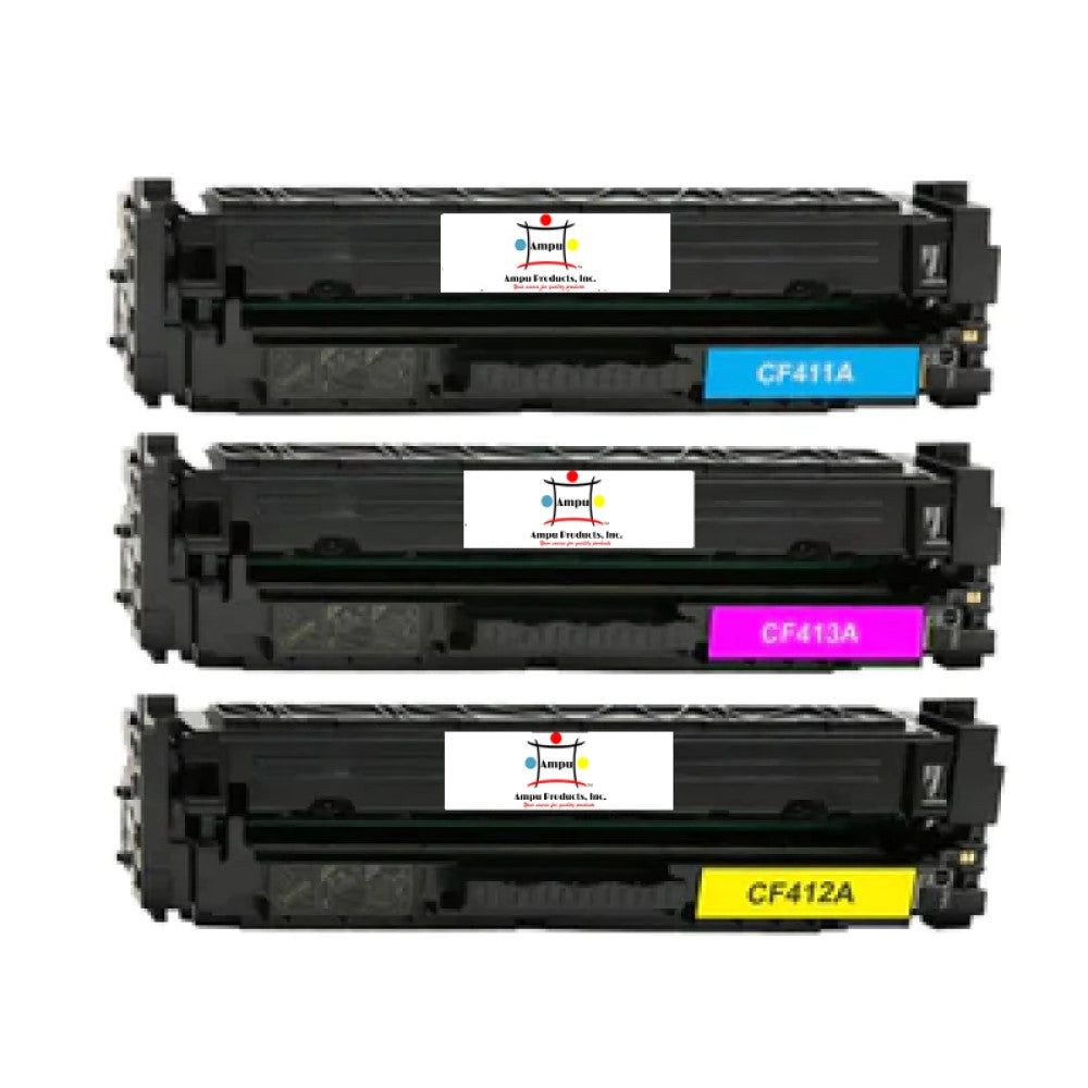 Ampuproducts Compatible Toner Cartridge Replacement For HP CF411A, CF412A, CF413A (410A) Cyan, Magenta, Yellow (2.3K YLD) 3-Pack