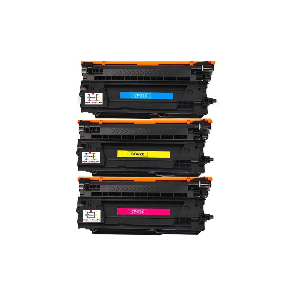 Ampuproducts Compatible Toner Cartridge Replacement For HP CF471X, CF472X, CF472X (657X) High Yield Cyan, Yellow, Magenta (27K YLD- Black, 23K YLD- Color) 3-Pack