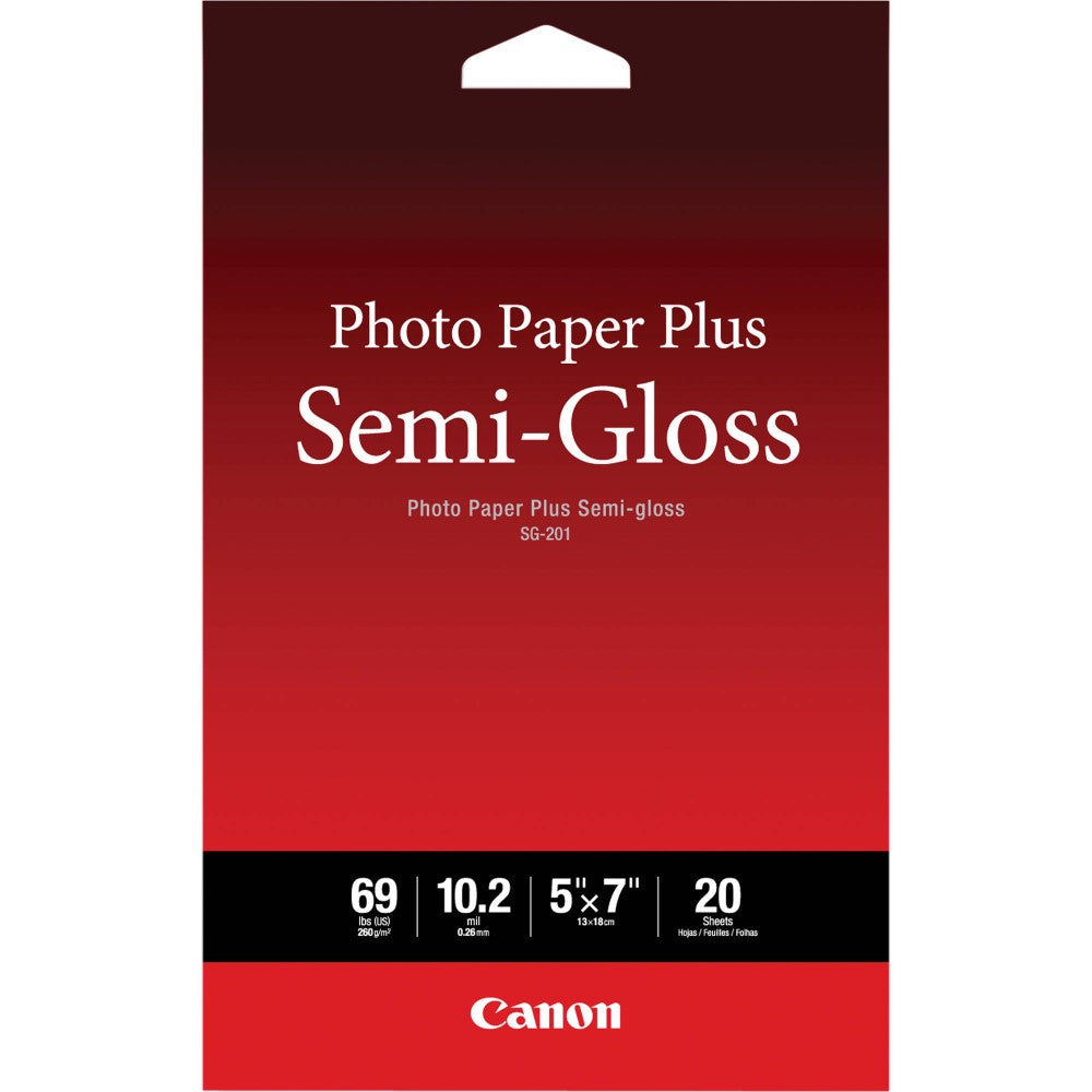 CNM1686B061 Canon Photo Paper Plus Semi-gloss SG-201 - Semi-glossy - 10.2 mil - 5 in x 7 in 20 sheet(s) photo paper - for PIXMA iP7220, iP8720, IX6820