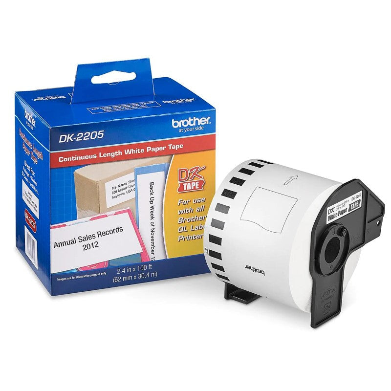 BRTDK2205 BROTHER DK2205 TAPE WHITE PAPER 2.4" x 100' - 100'