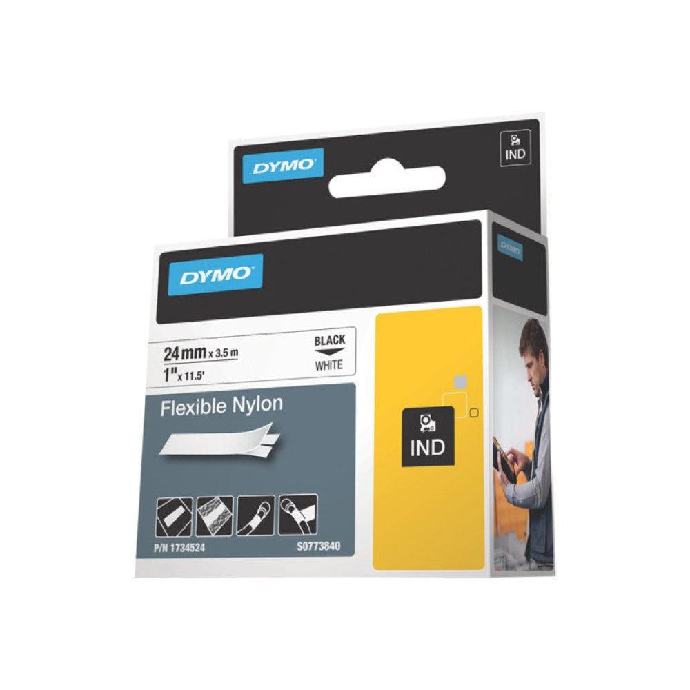 DYM1734524 DYMO IND FLEXIBLE NYLON BLACK/WHITE 1" x 11.5'