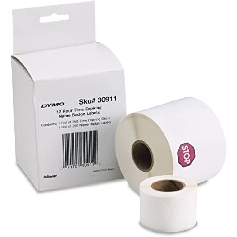 DYM30911 DYMO LabelWriter Time Expiring Name Badge Labels - Black on white - 2.25 in x 4 in 250 label(s) (1 roll(s) x 250) name badge labels - for DYMO Desktop Mailing Solution; DYMO LabelWriter 330, 400, 450, 4XL