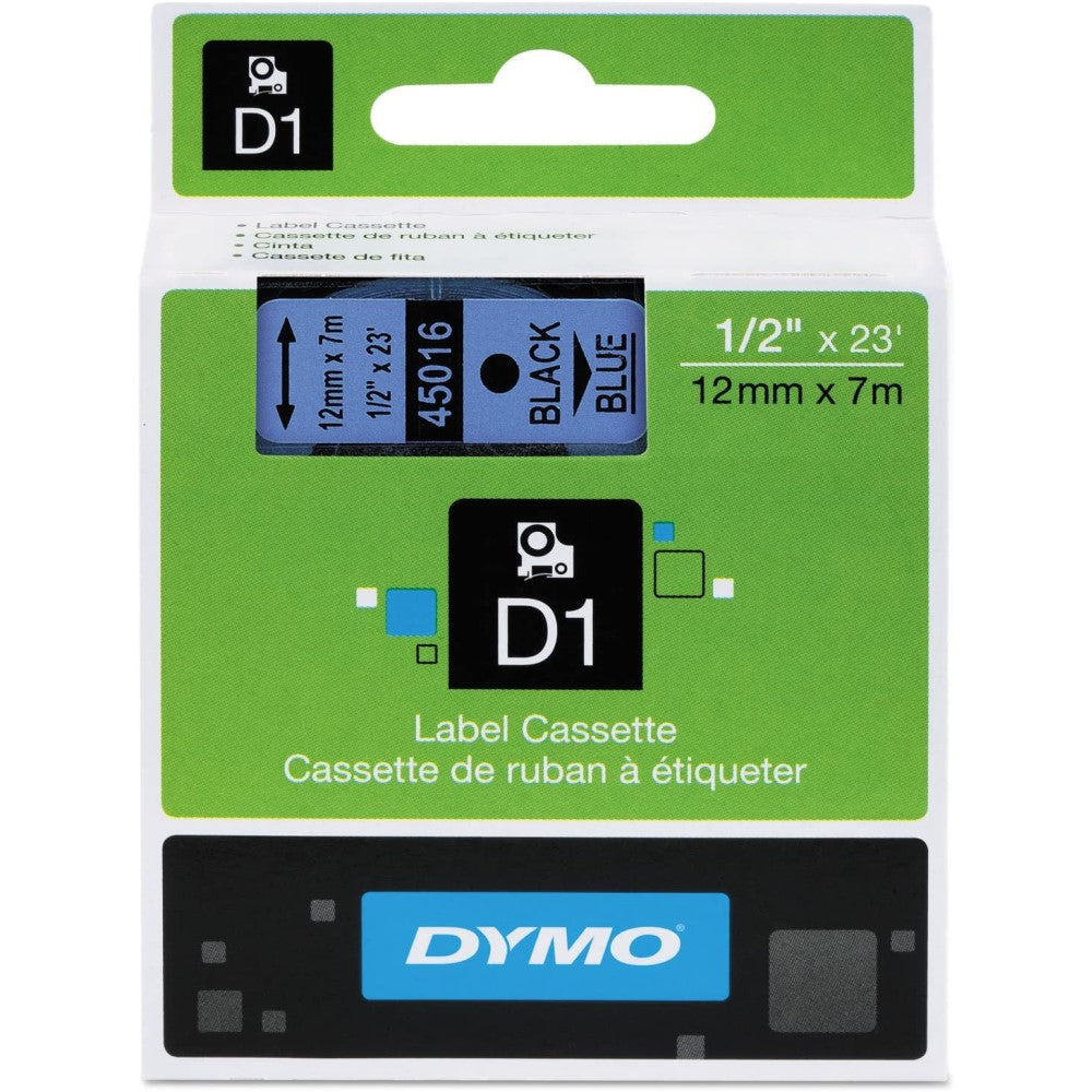 DYM45016 DYMO D1 STANDARD LABELS BLACK/BLUE 1/2" x 23'