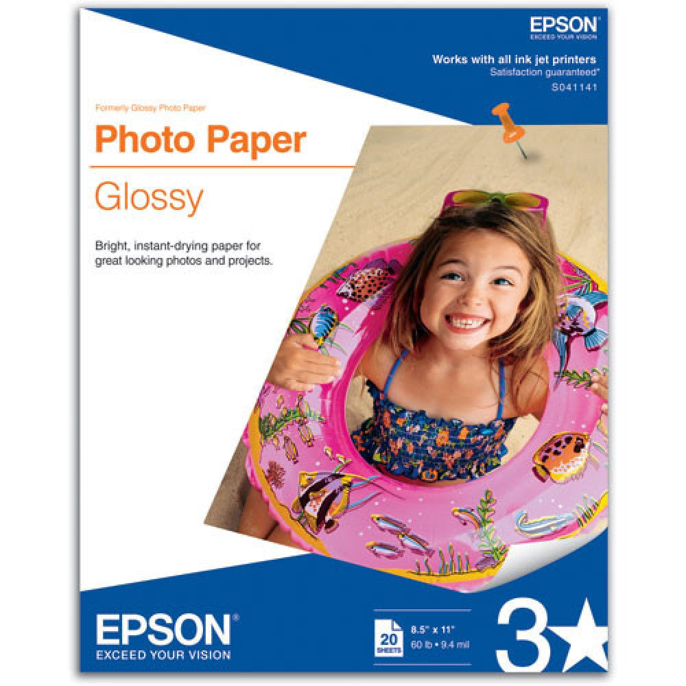 EPSS041141 Epson - Letter A Size (8.5 in x 11 in) 20 sheet(s) photo paper - for Expression Home XP-434